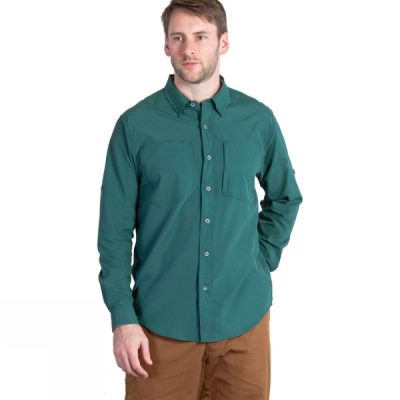 Camisa ExOfficio Corsico Manga Larga Hombre Turquesa - Chile VTO617298